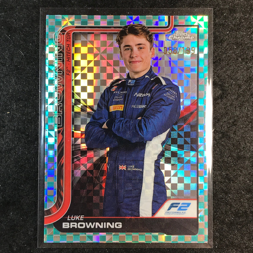 2025 Topps Chrome F1 LUKE BROWNING Aqua Checker Flag 58/199 #28