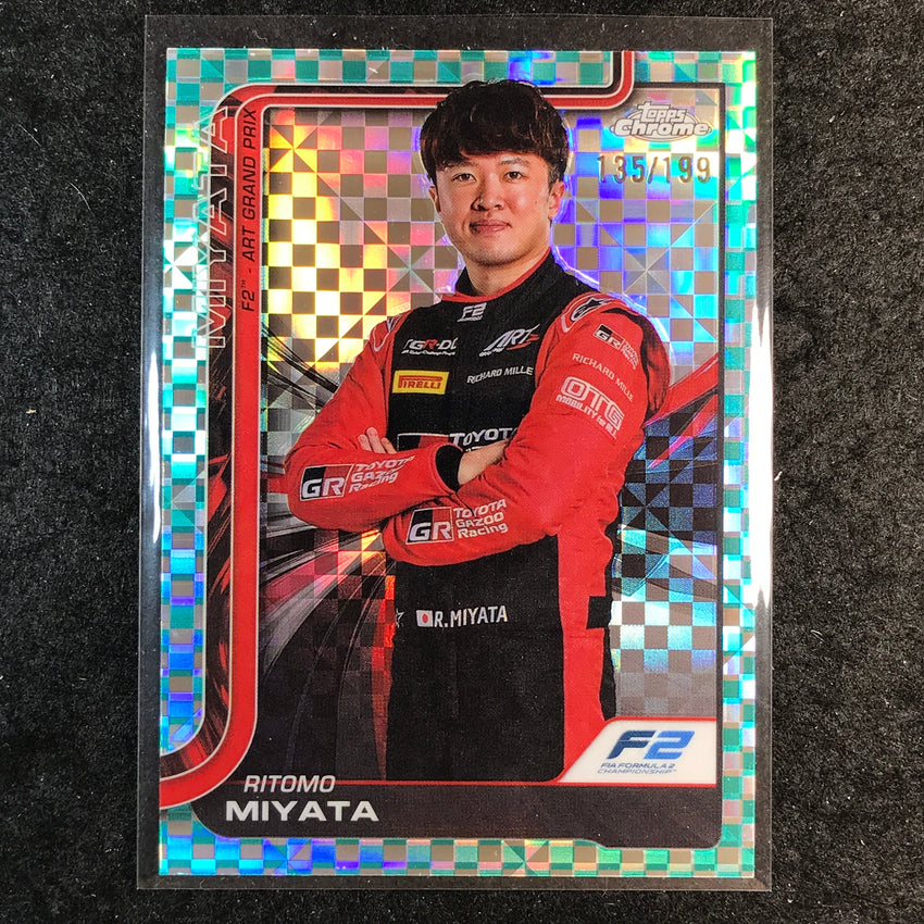 2025 Topps Chrome F1 RITOMO MIYATA Aqua Checker Flag 135/199 #33