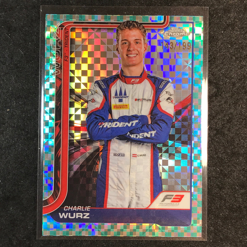 2025 Topps Chrome F1 CHARLIE WURZ Aqua Checker Flag 143/199 #48