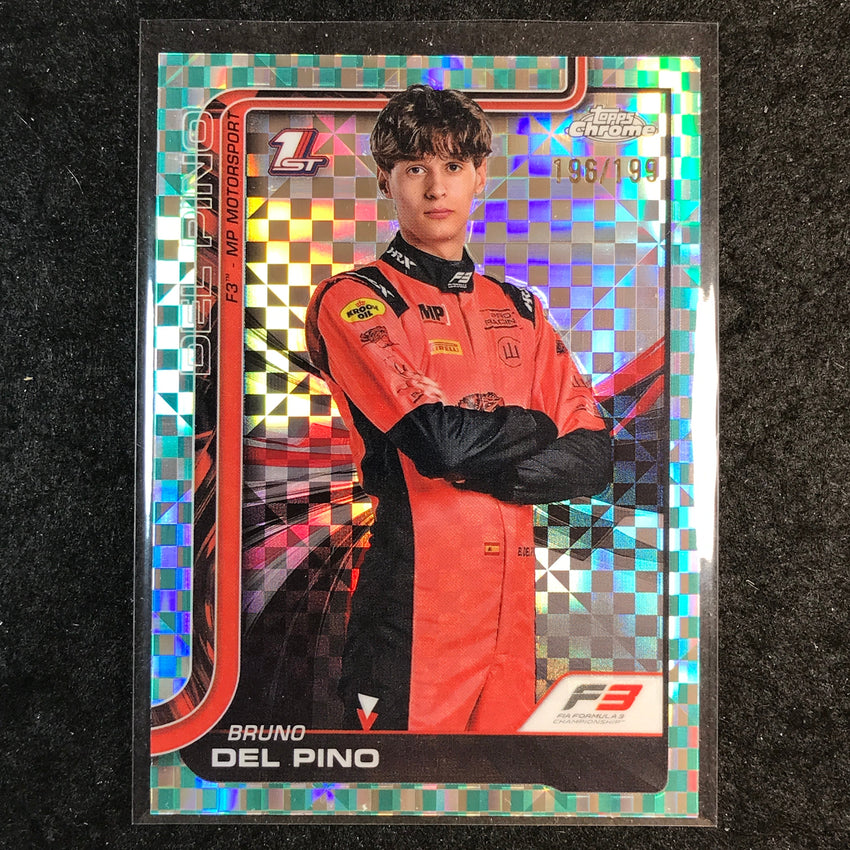 2025 Topps Chrome F1 BRUNO DEL PINO Aqua Checker Flag 196/199 #50