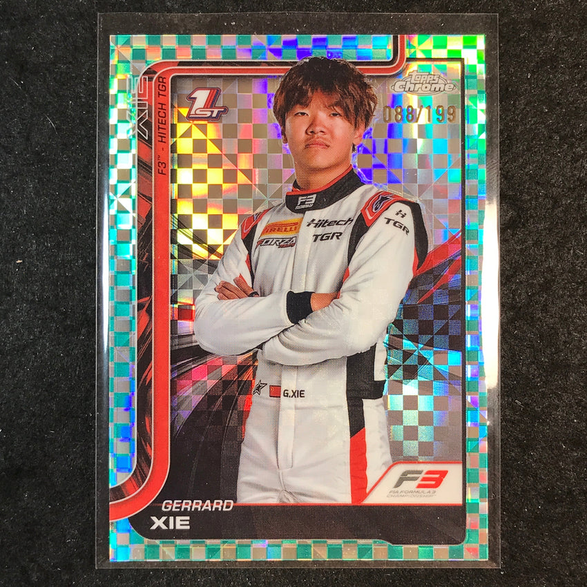2025 Topps Chrome F1 GERRARD XIE Aqua Checker Flag 88/199 #56