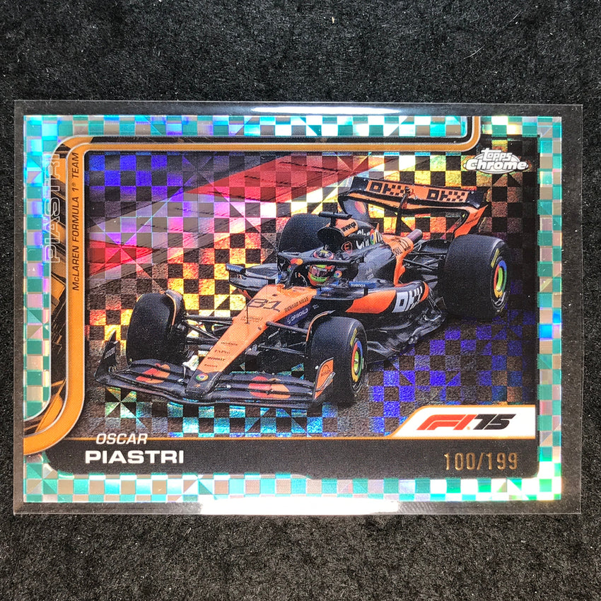 2025 Topps Chrome F1 OSCAR PIASTRI Aqua Checker Flag 100/199 #78