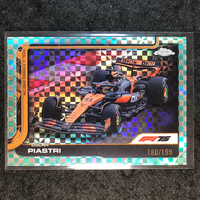 2025 Topps Chrome F1 OSCAR PIASTRI Aqua Checker Flag 180/199 #78