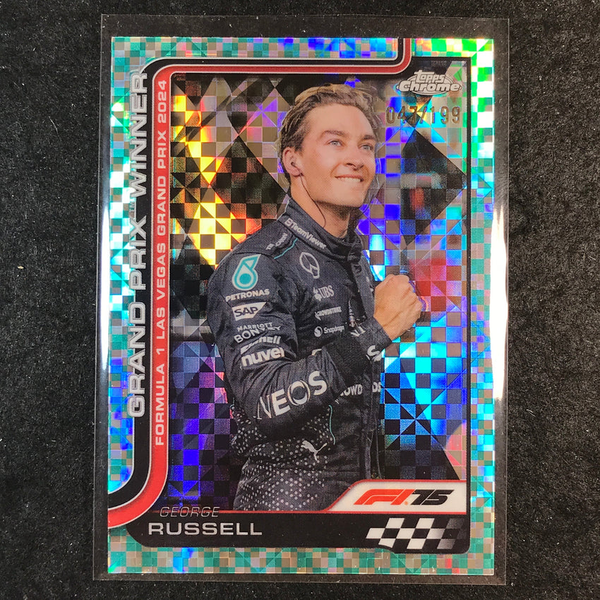 2025 Topps Chrome F1 GEORGE RUSSELL Aqua Checker Flag 47/199 #114