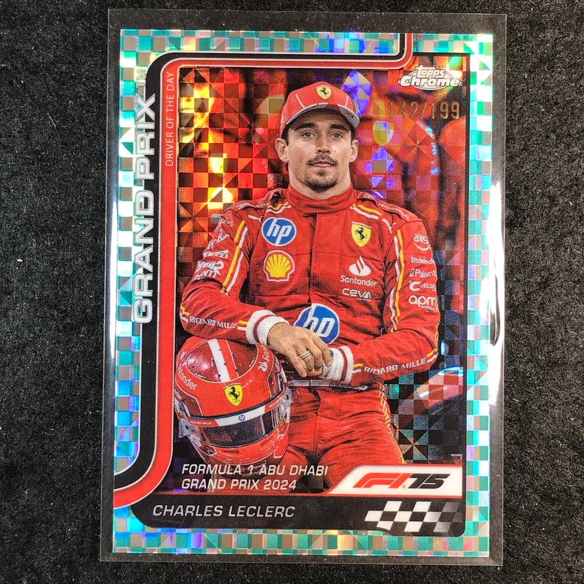 2025 Topps Chrome F1 CHARLES LECLERC Aqua Checker Flag 142/199 #145