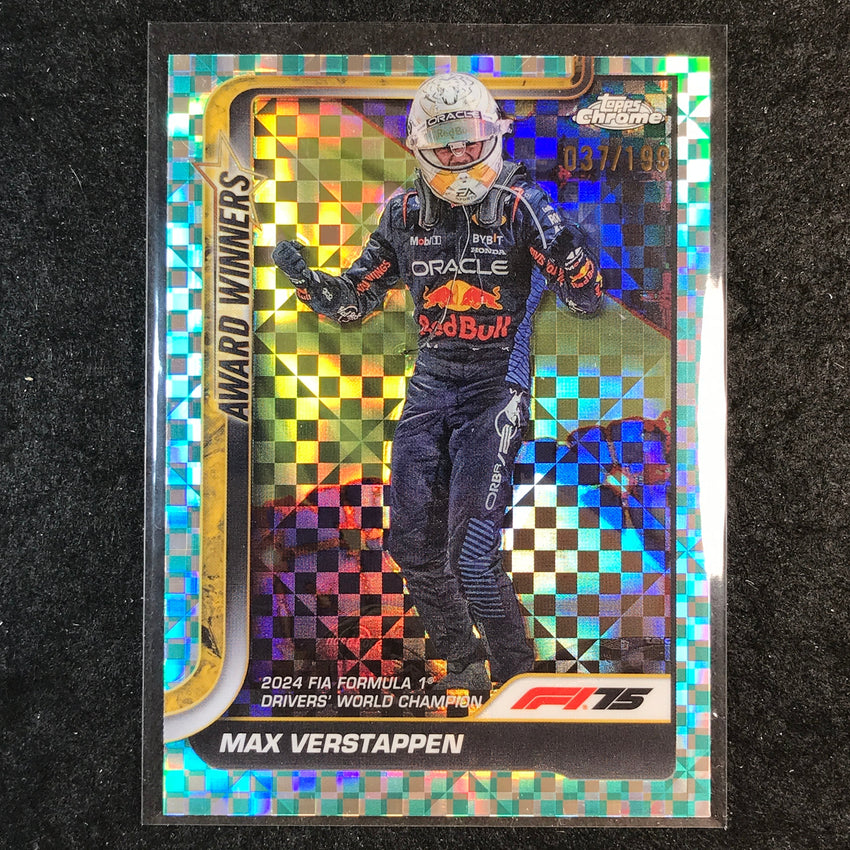 2025 Topps Chrome F1 MAX VERSTAPPEN Aqua Checker Flag 37/199 #148