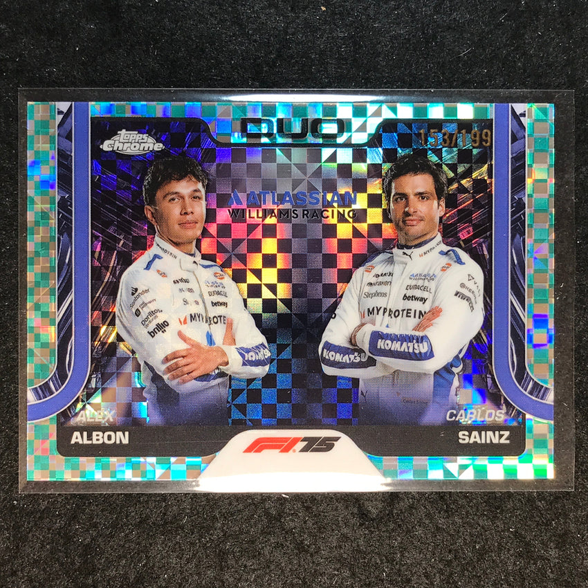 2025 Topps Chrome F1 ALEX ALBON CARLOS SAINZ Duo Aqua Checker Flag 153/199 #172
