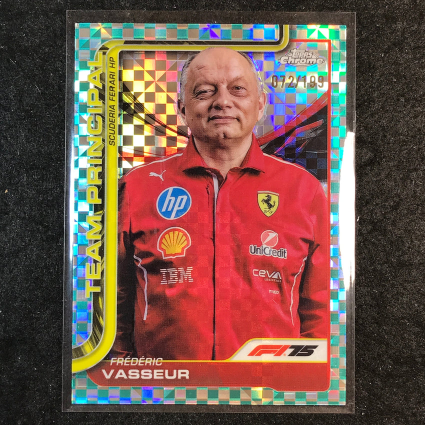 2025 Topps Chrome F1 FREDERIC VASSEUR Team Principal Aqua Checker Flag 72/199