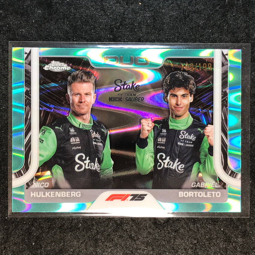 2025 Topps Chrome F1 HULKENBERG GABRIEL BORTOLETO Duo Aqua RayWave 199/199 #173