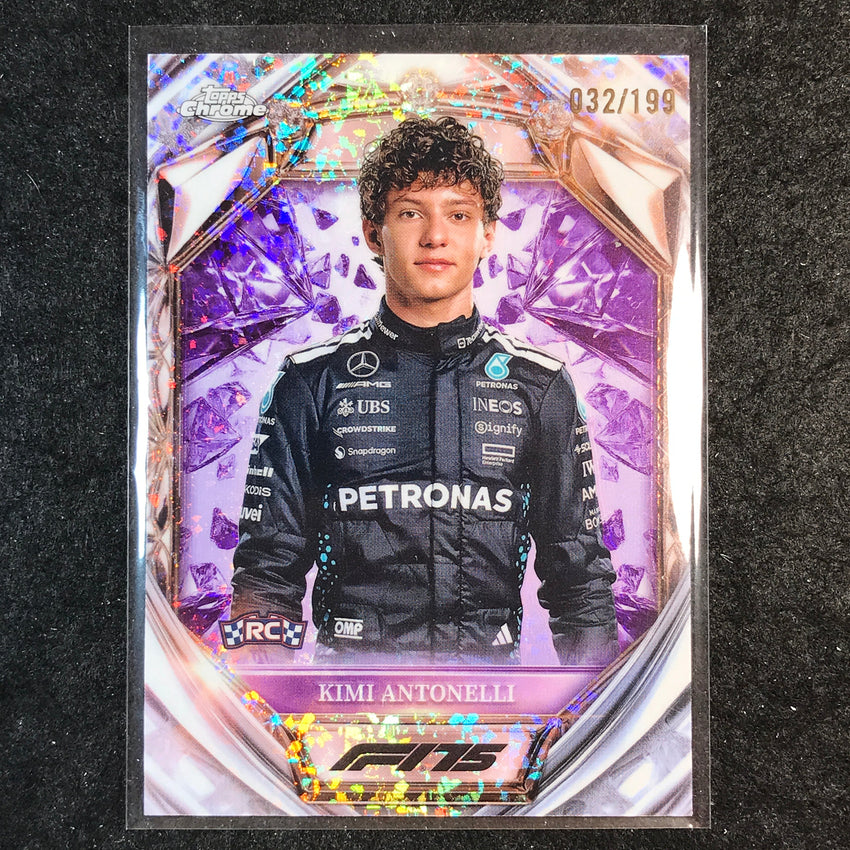 2025 Topps Chrome F1 KIMI ANTONELLI 75th Anniversary Rookie Purple 32/199 #8