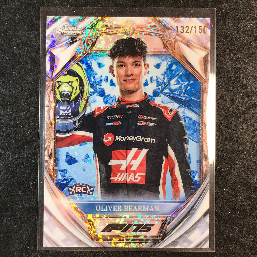 2025 Topps Chrome F1 OLIVER BEARMAN Diamond 75th Anniversary Rookie Blue 132/150