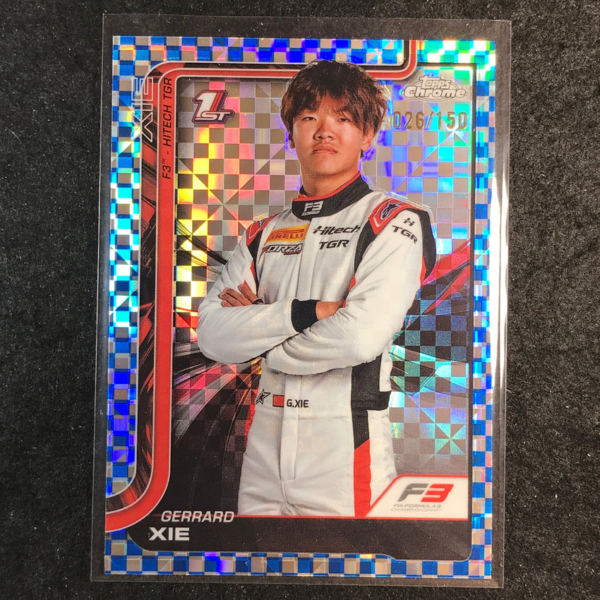 2025 Topps Chrome F1 GERRARD XIE Blue Checker Flag 26/150 #56