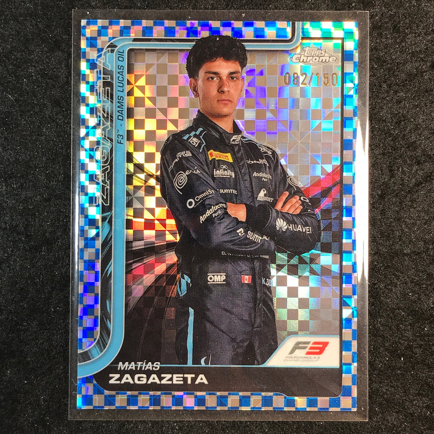 2025 Topps Chrome F1 MATIAS ZAGAZETA Blue Checker Flag 82/150 #70