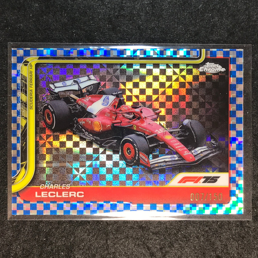 2025 Topps Chrome F1 CHARLES LECLERC Blue Checker Flag 7/150 #75