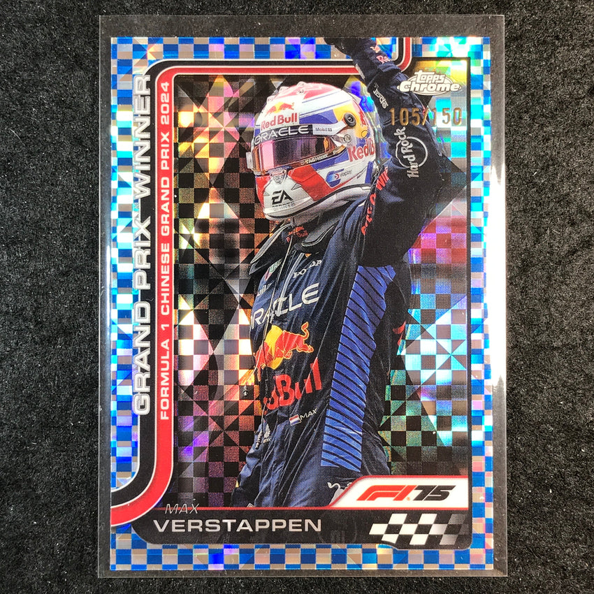 2025 Topps Chrome F1 MAX VERSTAPPEN Blue Checker Flag 105/150 #97