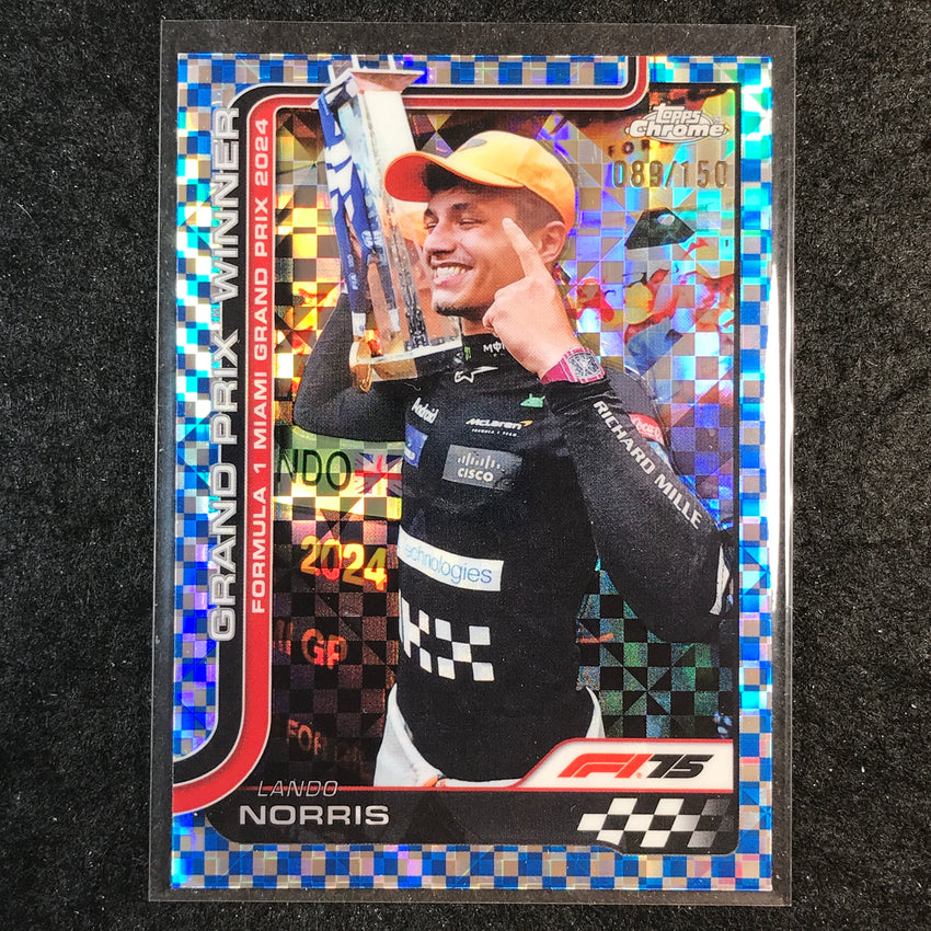 2025 Topps Chrome F1 LANDO NORRIS Blue Checker Flag 89/150 #98