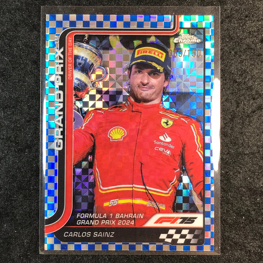 2025 Topps Chrome F1 CARLOS SAINZ Blue Checker Flag 69/150 #122