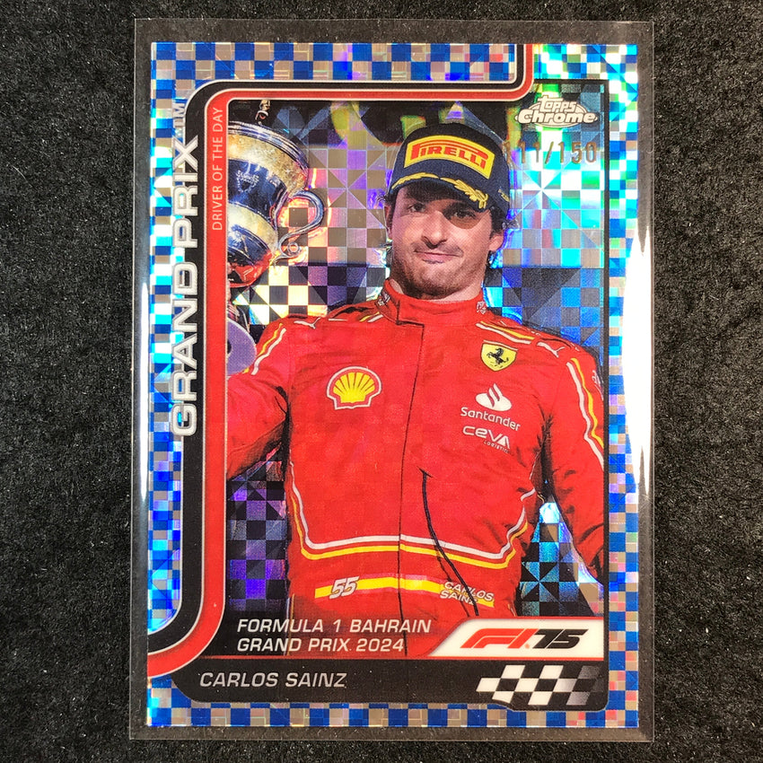 2025 Topps Chrome F1 CARLOS SAINZ Blue Checker Flag 111/150 #122