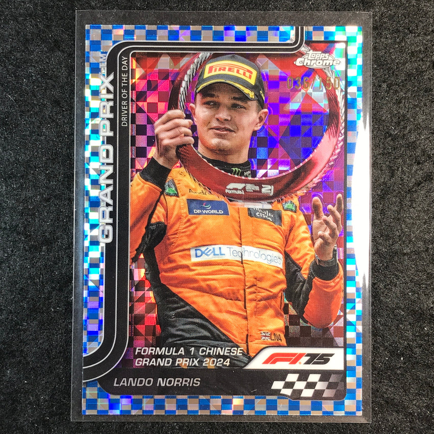 2025 Topps Chrome F1 LANDO NORRIS Blue Checker Flag 36/150 #126