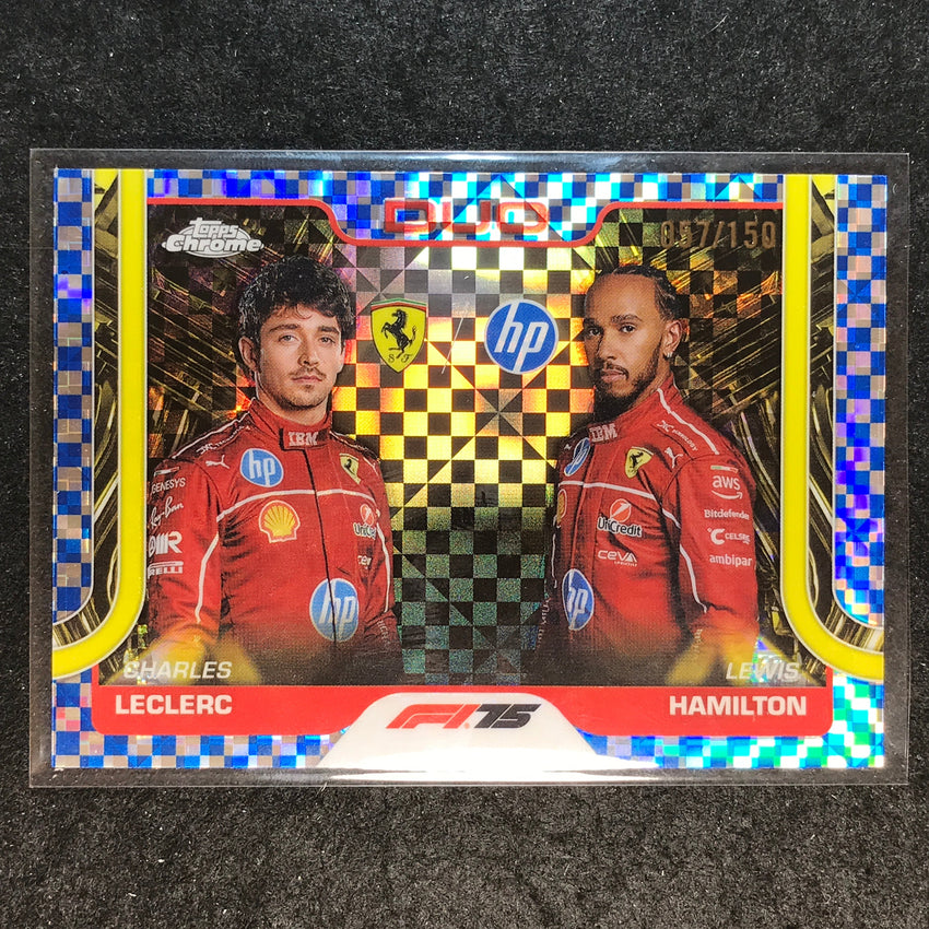 2025 Topps Chrome F1 LECLERC LEWIS HAMILTON Duo Blue Checker Flag 57/150 #165