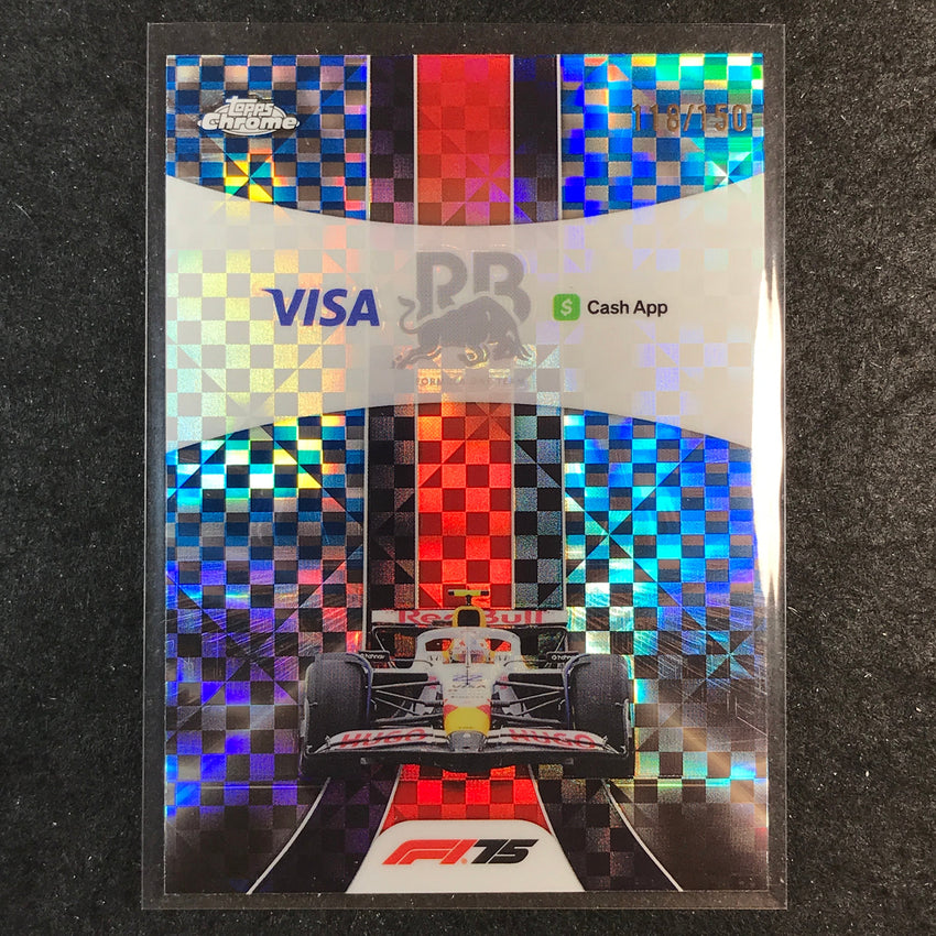 2025 Topps Chrome F1 VISA CASH APP RACING BULLS Blue Checker Flag 118/150 #179