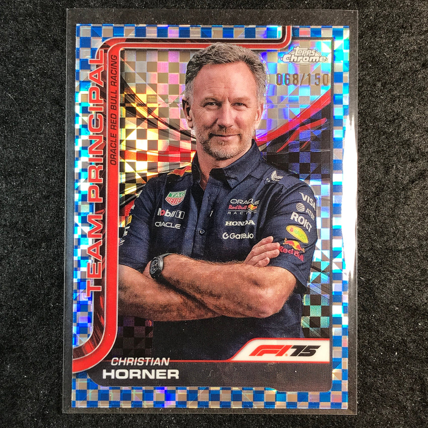 2025 Topps Chrome F1 CHRISTIAN HORNER Team Principal Blue Checker Flag 68/150