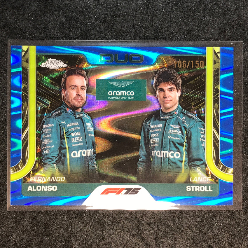 2025 Topps Chrome F1 FERNANDO ALONSO LANCE STROLL Duo Blue RayWave 106/150 #168