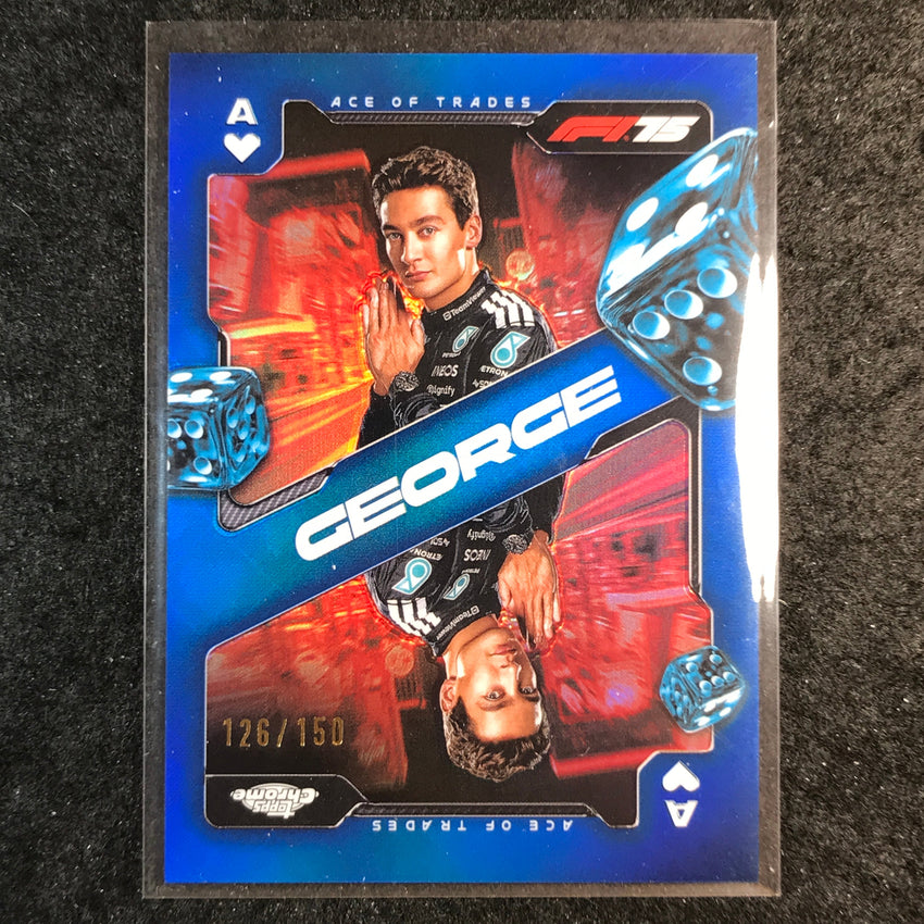 2025 Topps Chrome F1 GEORGE RUSSELL Ace of Trades Blue RayWave 126/150 #1