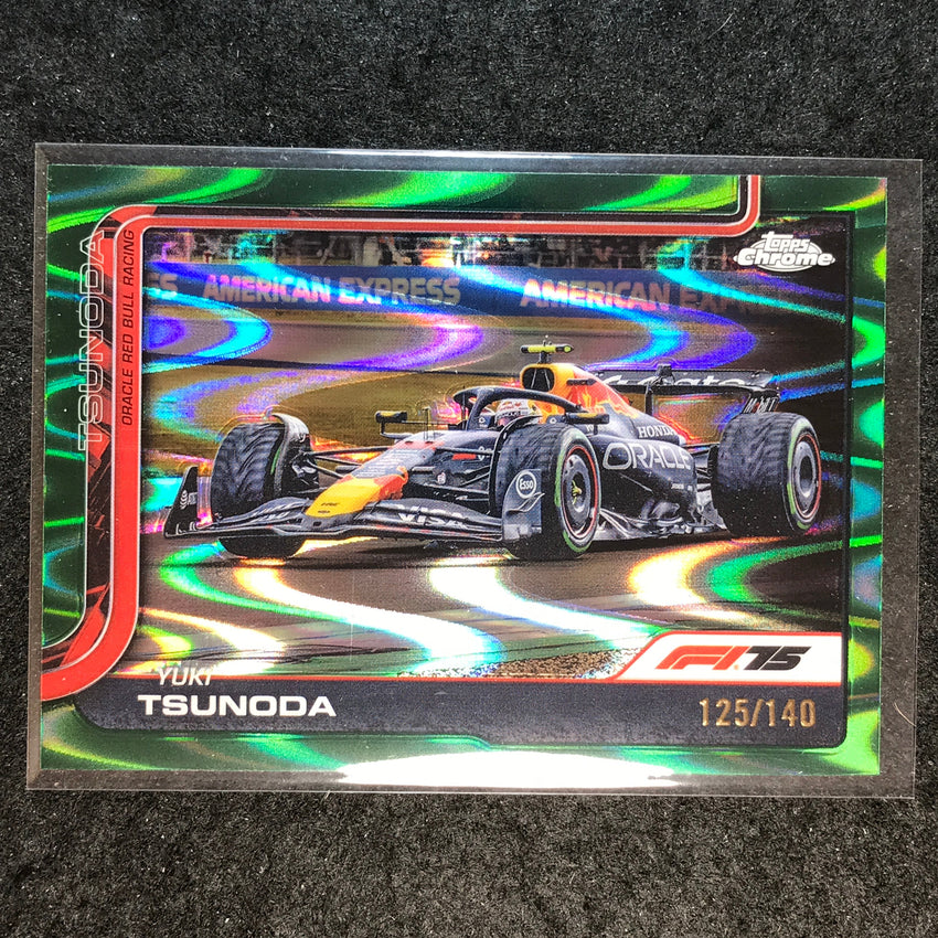 2025 Topps Chrome F1 YUKI TSUNODA Forest Green RayWave 125/140 #74