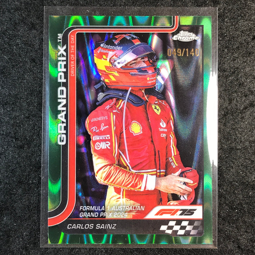 2025 Topps Chrome F1 CARLOS SAINZ Forest Green RayWave 49/140 #124