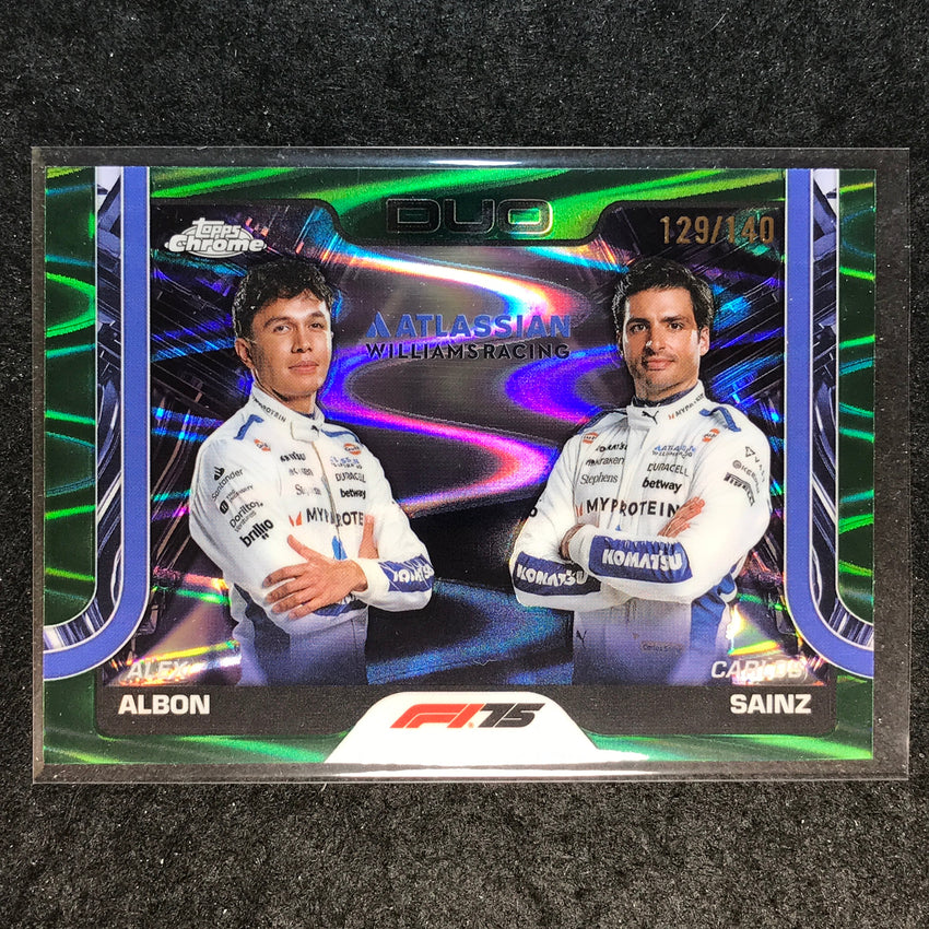 2025 Topps Chrome F1 ALBON CARLOS SAINZ Duo Forest Green RayWave 129/140 #172