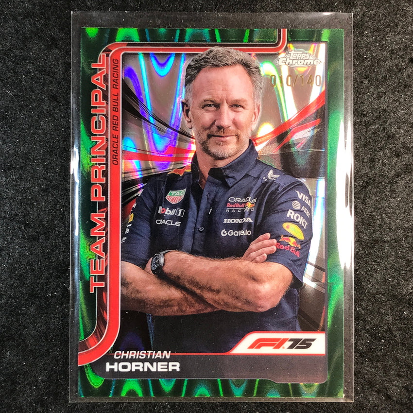 2025 Topps Chrome F1 CHRISTIAN HORNER Forest Green RayWave 10/140 #192