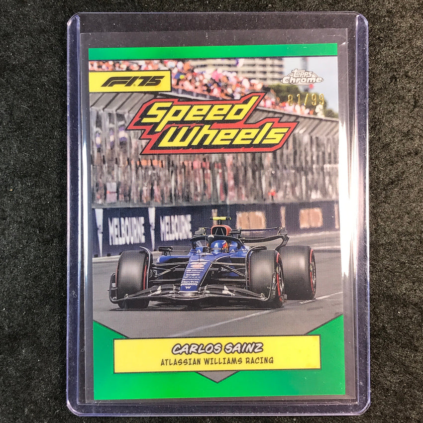 2025 Topps Chrome F1 CARLOS SAINZ 1975 Speed Wheels Green 81/99 #WR
