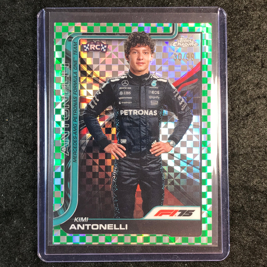 2025 Topps Chrome F1 KIMI ANTONELLI Rookie Green Checker Flag 30/99 #8