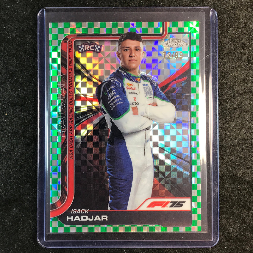 2025 Topps Chrome F1 ISACK HADJAR Rookie Green Checker Flag 72/99 #12