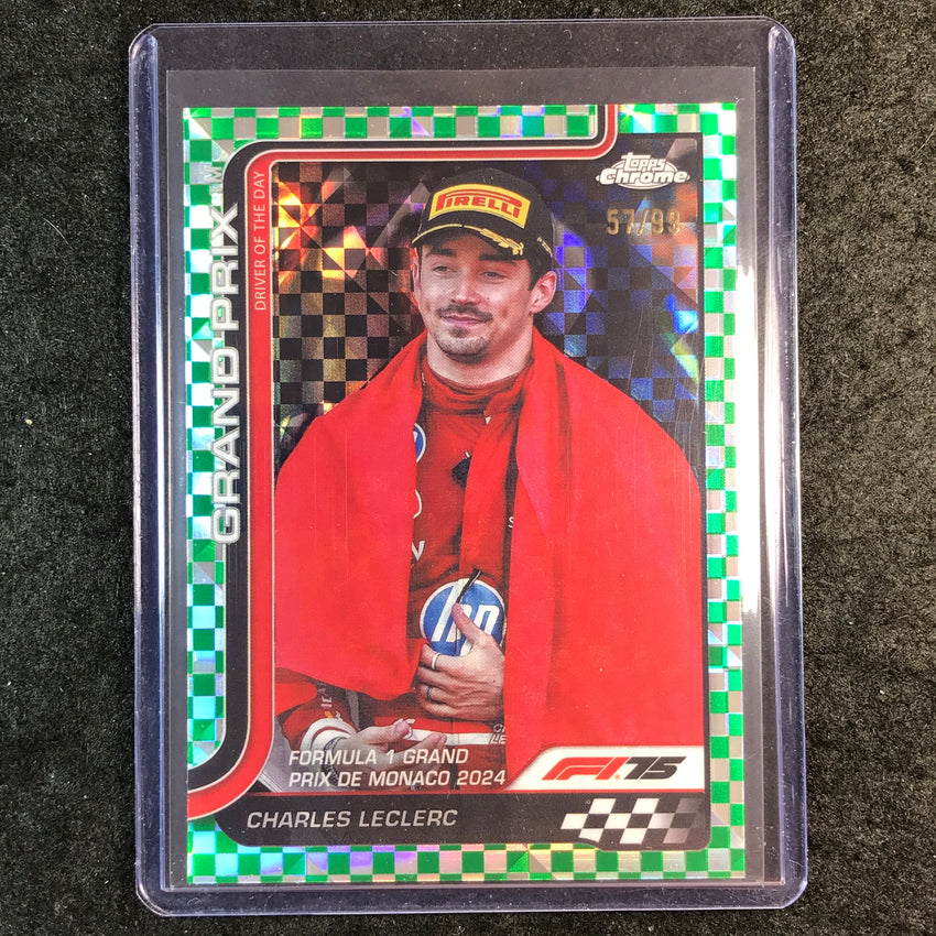 2025 Topps Chrome F1 CHARLES LECLERC Green Checker Flag 57/99 #129