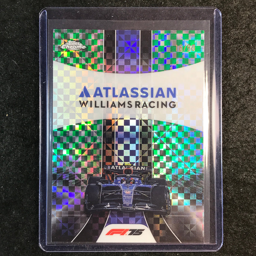 2025 Topps Chrome F1 ATLASSIAN WILLIAMS Team Logo Green Checker Flag 18/99 #182