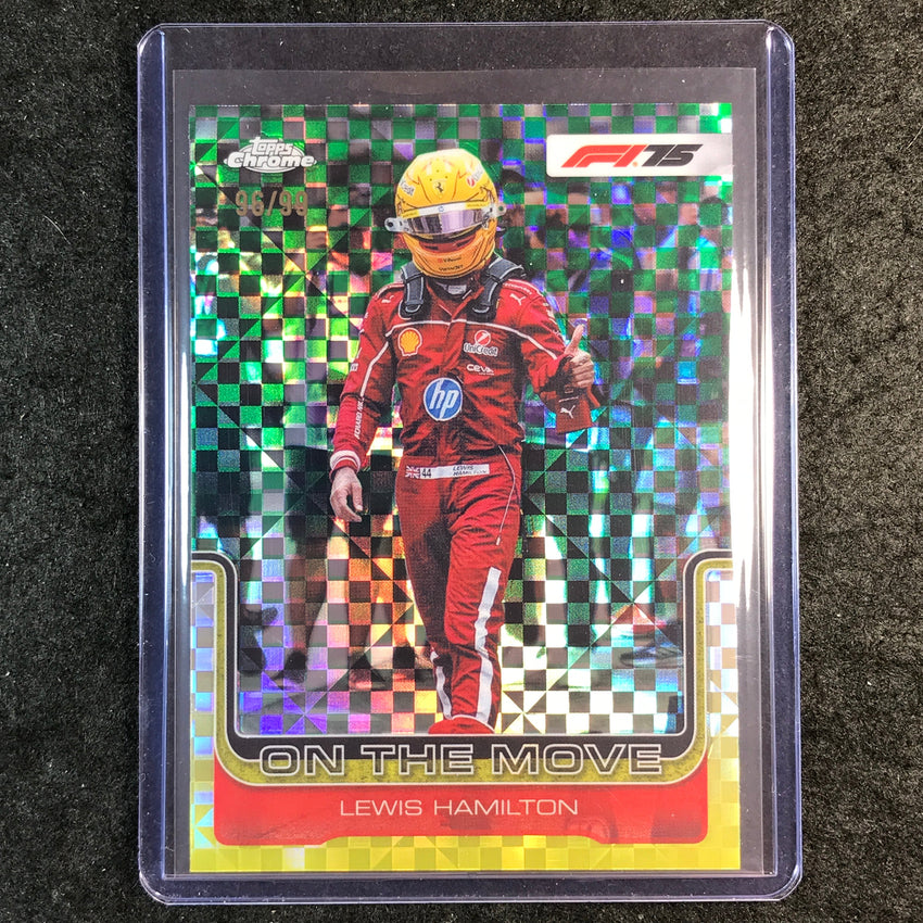 2025 Topps Chrome F1 LEWIS HAMILTON On the Move Green Checker Flag 96/99 #191