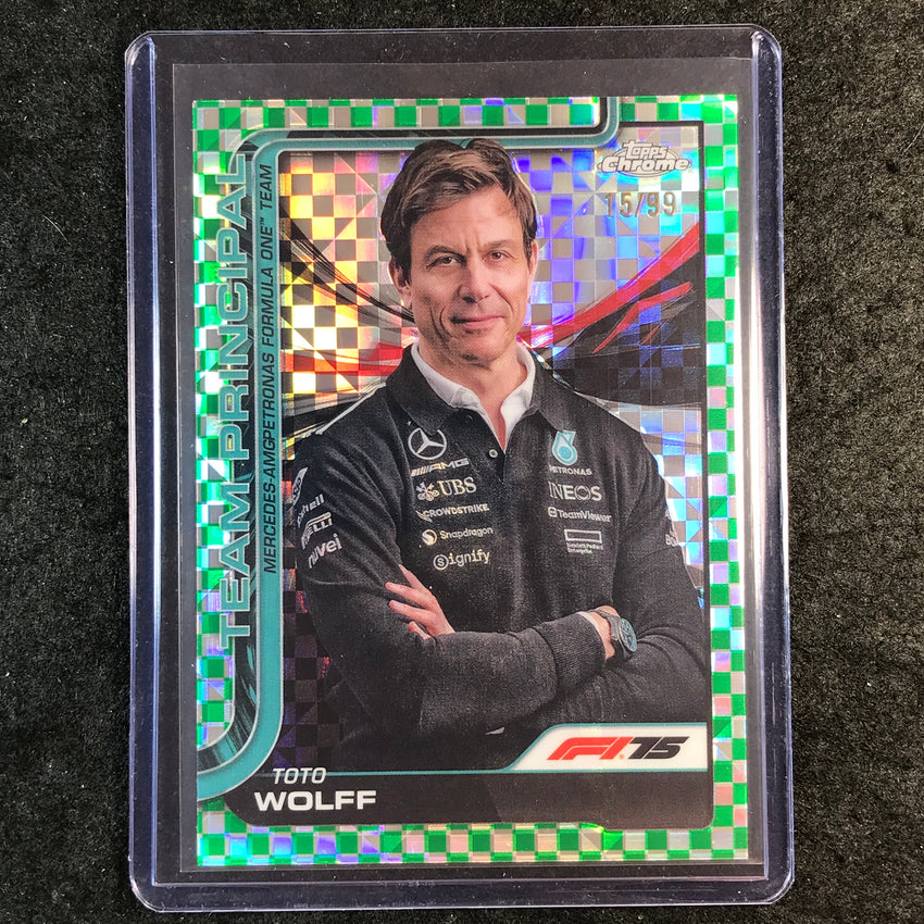 2025 Topps Chrome F1 TOTO WOLFF Team Principal Green Checker Flag 15/99 #195