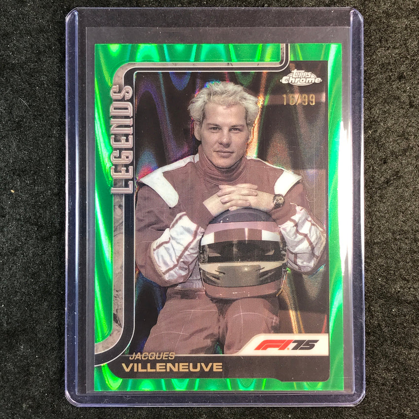 2025 Topps Chrome F1 JACQUES VELLENEUVE Legends Green RayWave 16/99 #163