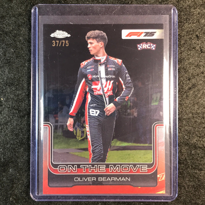 2025 Topps Chrome F1 OLIVER BEARMAN On the Move Rookie 75th Anniversary 37/75