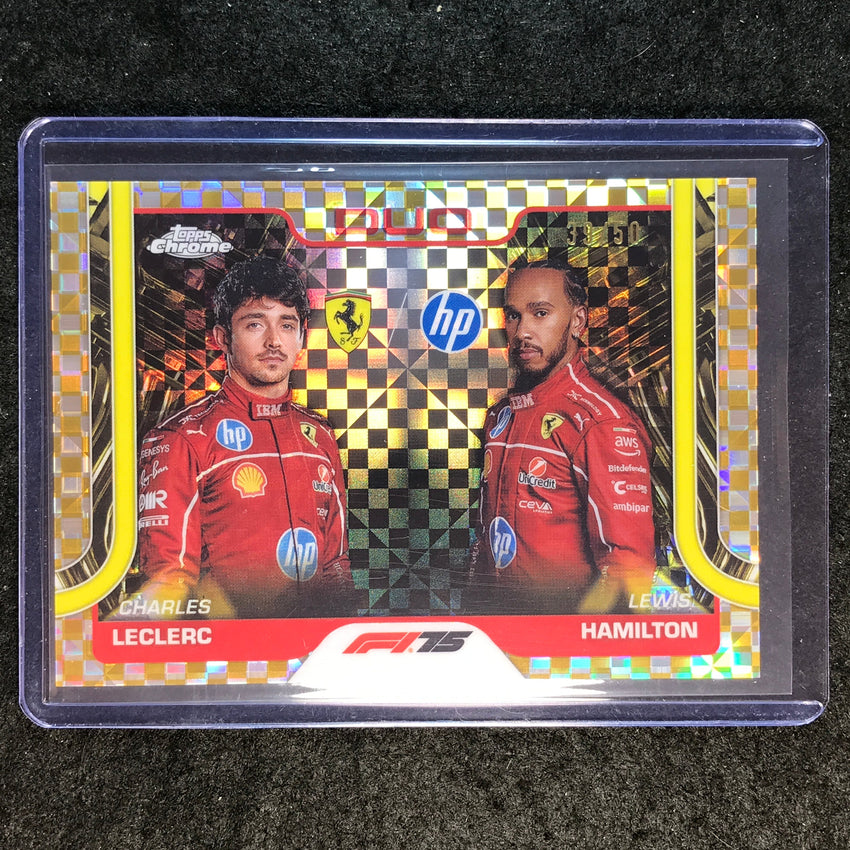 2025 Topps Chrome F1 LECLERC LEWIS HAMILTON Duo Gold Checker Flag 39/50 #165