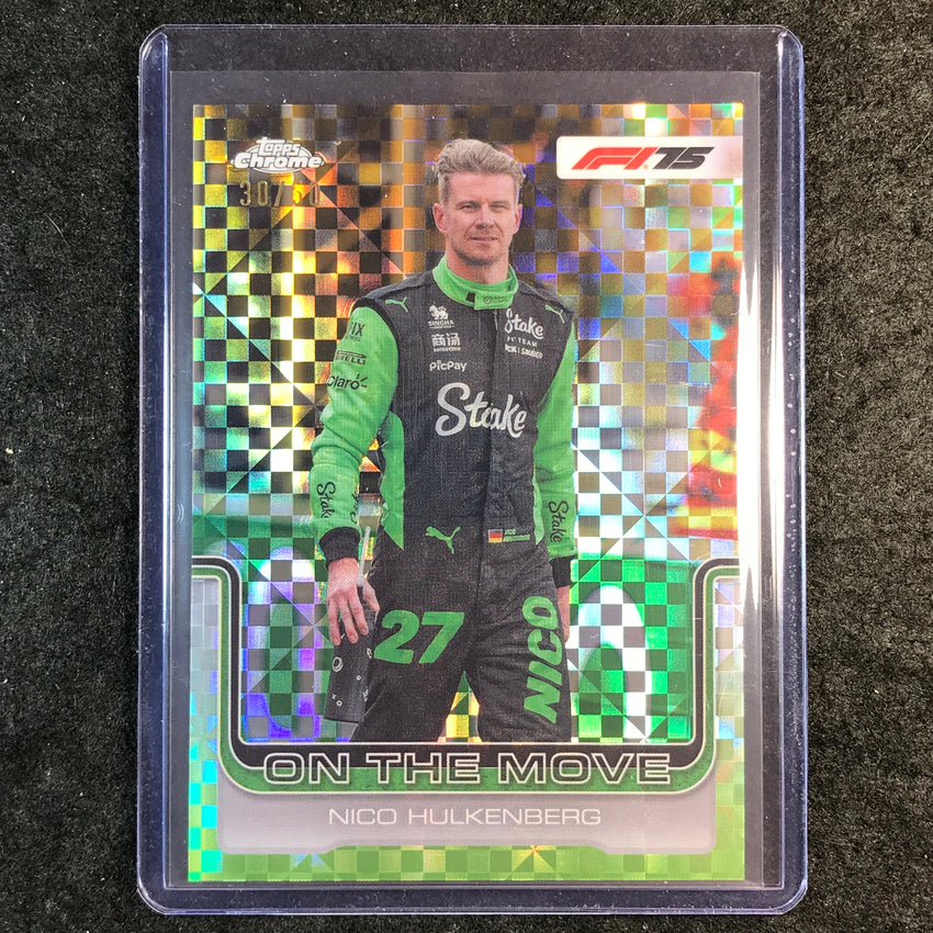 2025 Topps Chrome F1 NICO HULKENBERG On the Move Gold Checker Flag 30/50 #188