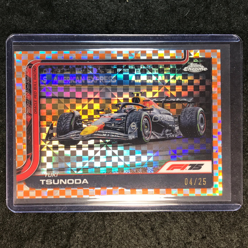 2025 Topps Chrome F1 YUKI TSUNODA Orange Checker Flag 4/25 #74
