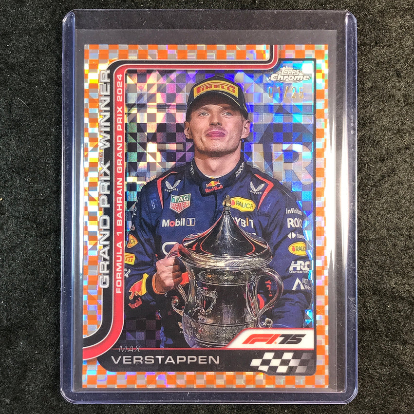 2025 Topps Chrome F1 MAX VERSTAPPEN Orange Checker Flag 1/25 #93