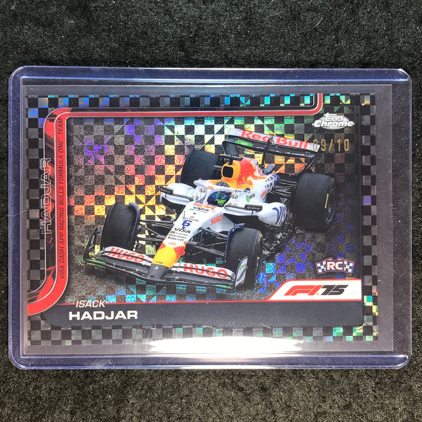 2025 Topps Chrome F1 ISACK HADJAR Rookie Black Checker Flag 9/10 #84
