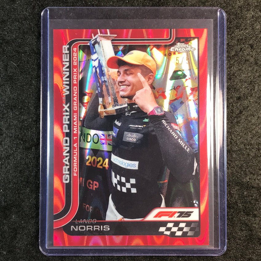 2025 Topps Chrome F1 LANDO NORRIS Red RayWave 5/5 #98