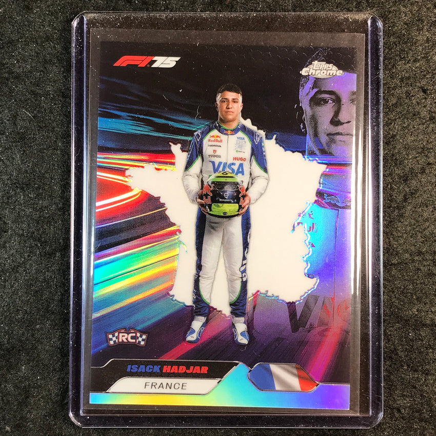 2025 Topps Chrome F1 ISACK HADJAR Neon Nations Rookie SSP #6