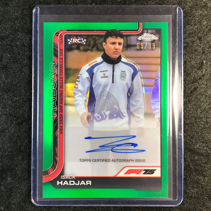 2025 Topps Chrome F1 ISACK HADJAR Chrome Rookie Autograph Green 9/99