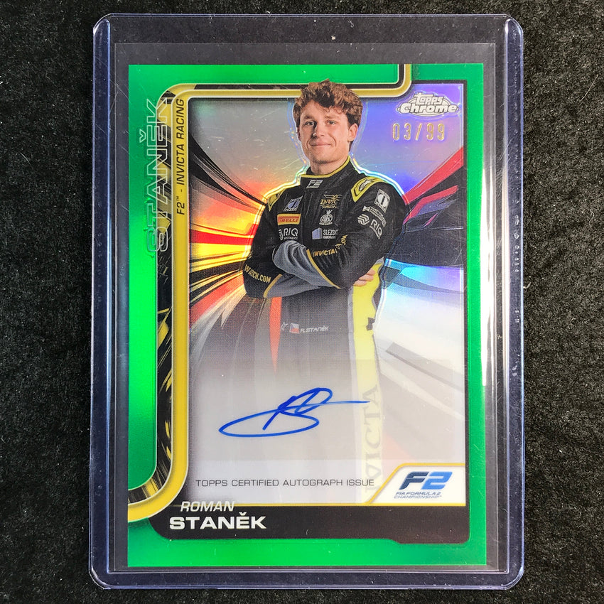 2025 Topps Chrome F1 ROMAN STANEK Chrome Autograph Green 3/99